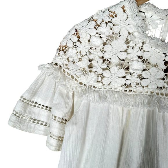 SEA NEW YORK Figgy Floral Appliqué Lace Trim Gauze Blouse - Picture 5 of 11